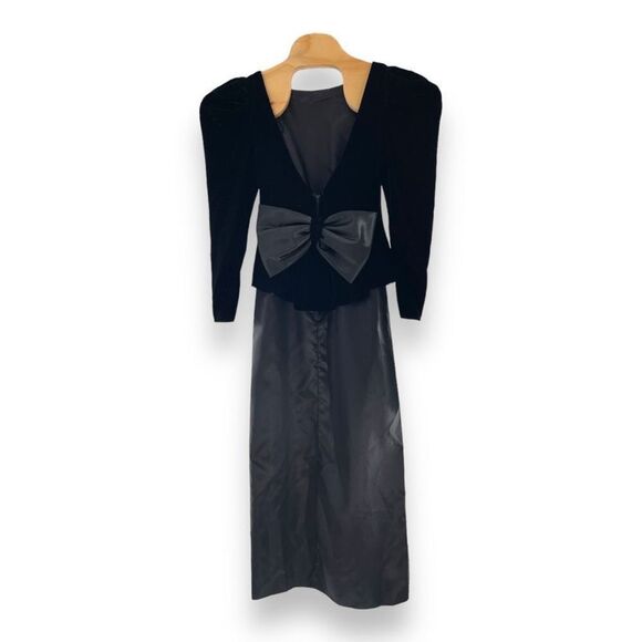 Vintage 1970's Women's Mint Velvet Layered Midi Dress Black Size 6 - Picture 2 of 4